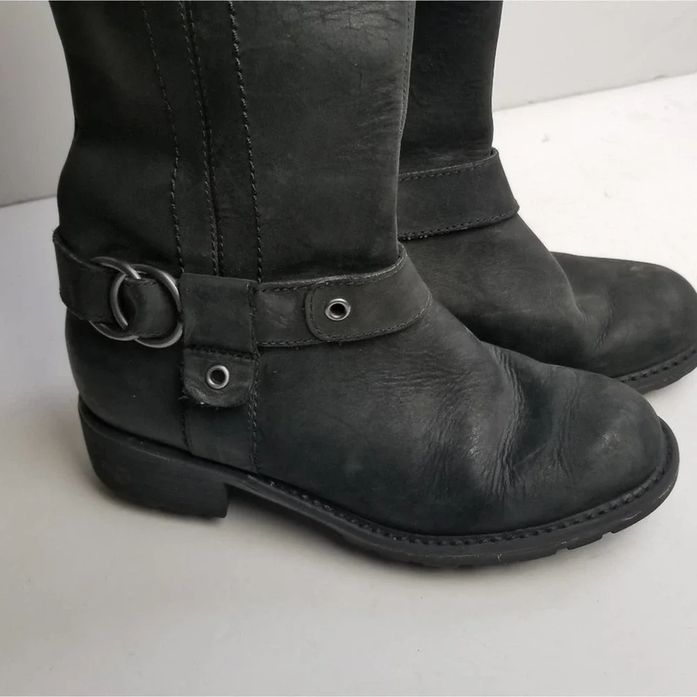 Clarks Orinocco Black Leather Tall Boots Size 6M